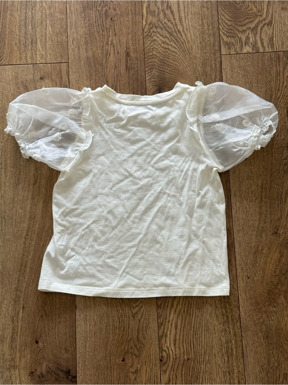 Crewcuts White Puff-Sleeve Tee with Embroidered Dots - Picture 5 of 8